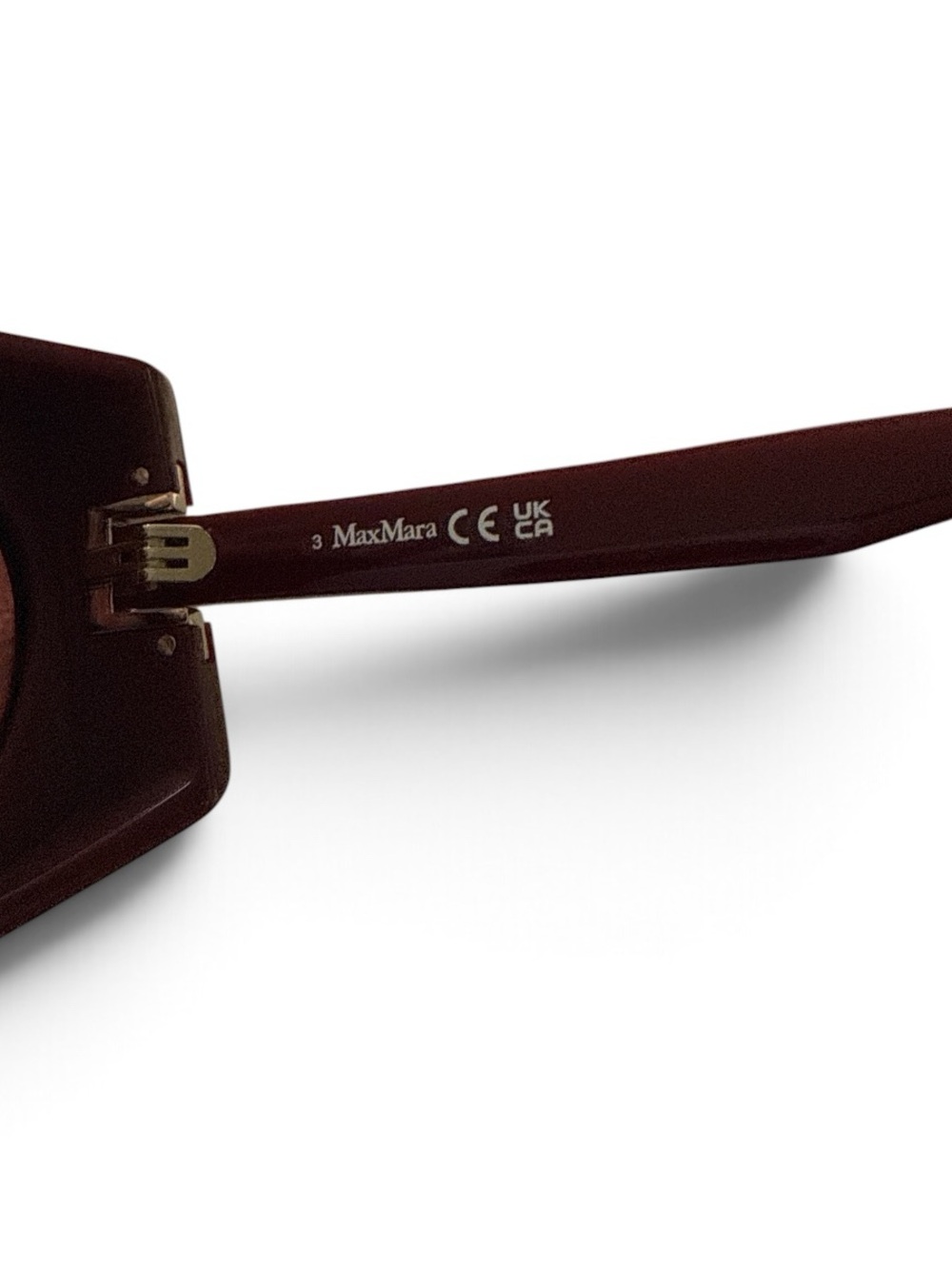 MaxMara Burgundy Shield Sunglasses with Gold Accent - Picture 10 of 10